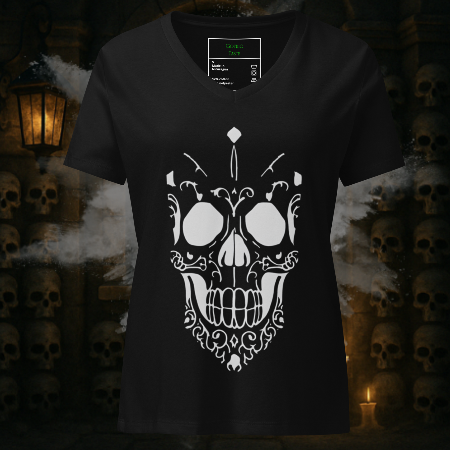 White Skull Women’s V-neck Tee